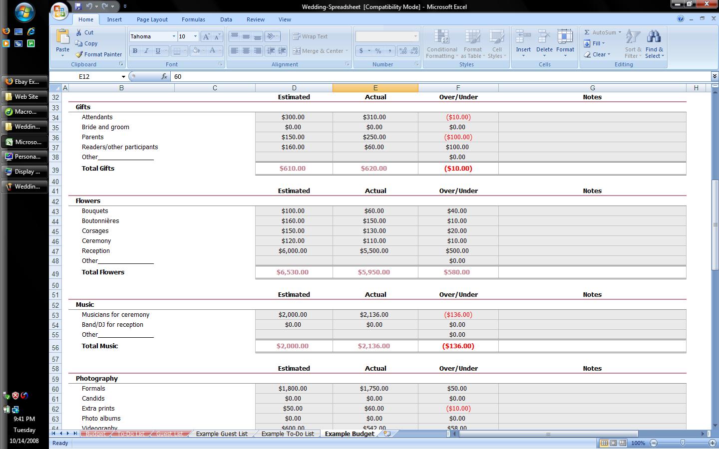 Sample Of Wedding Planning Excel Spreadsheet And Wedding Planning Excel Spreadsheet Form