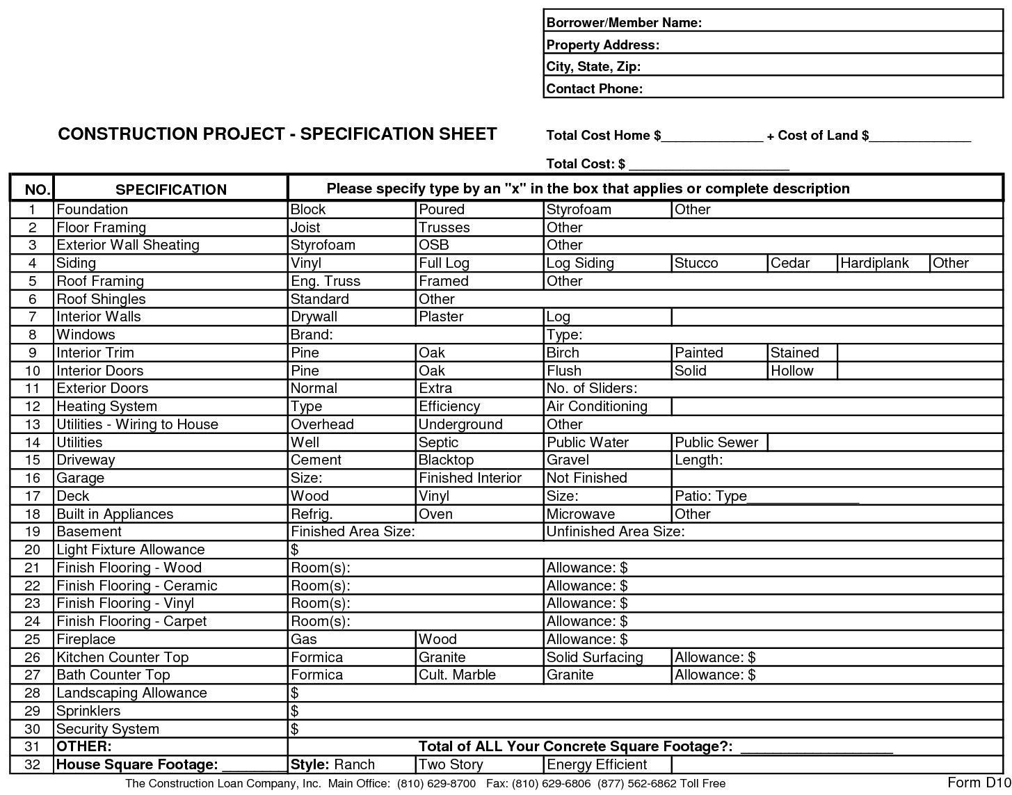 Samples Of Residential Construction Bid Form To Residential Construction Bid Form Document