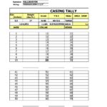 Samples Of Tubing Tally Spreadsheet For Tubing Tally Spreadsheet In Workshhet