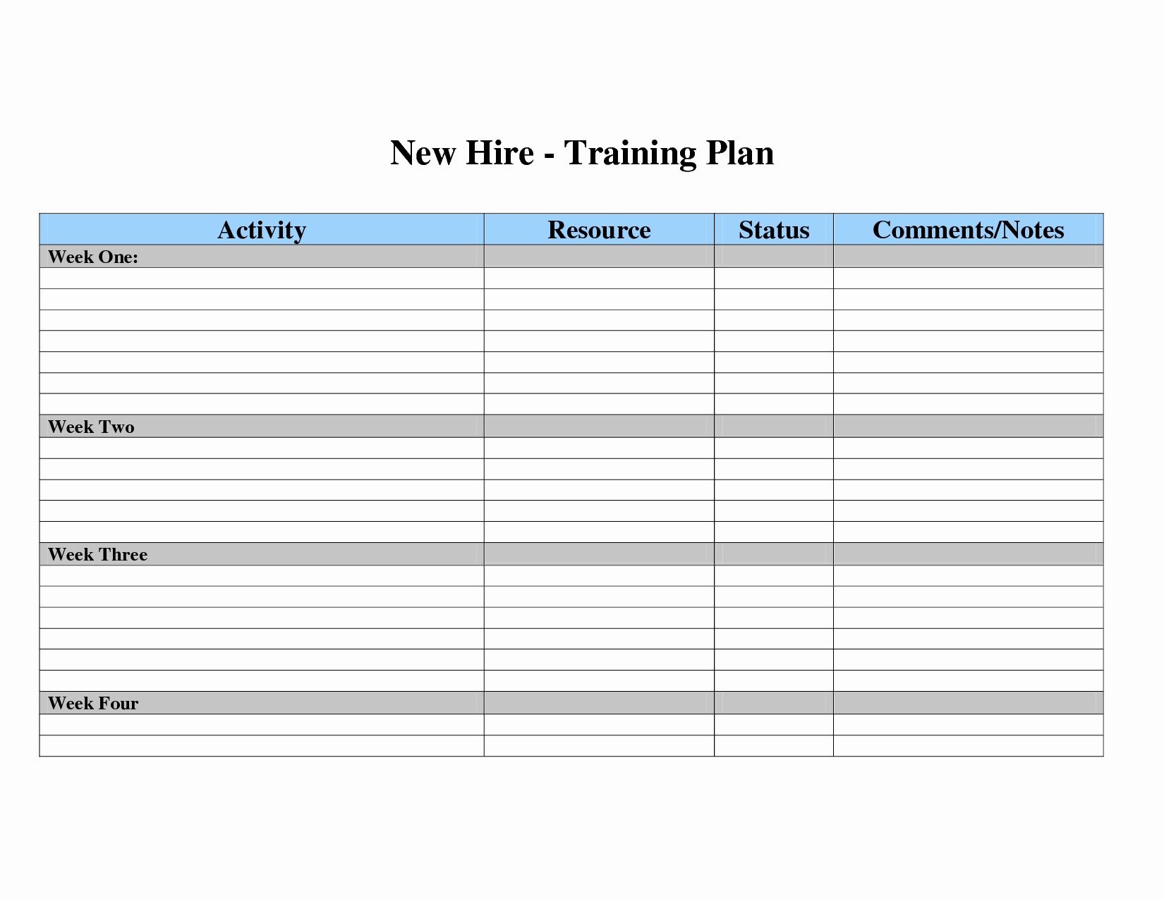 Simple Employee Training Plan Template Excel With Employee Training Plan Template Excel For Free