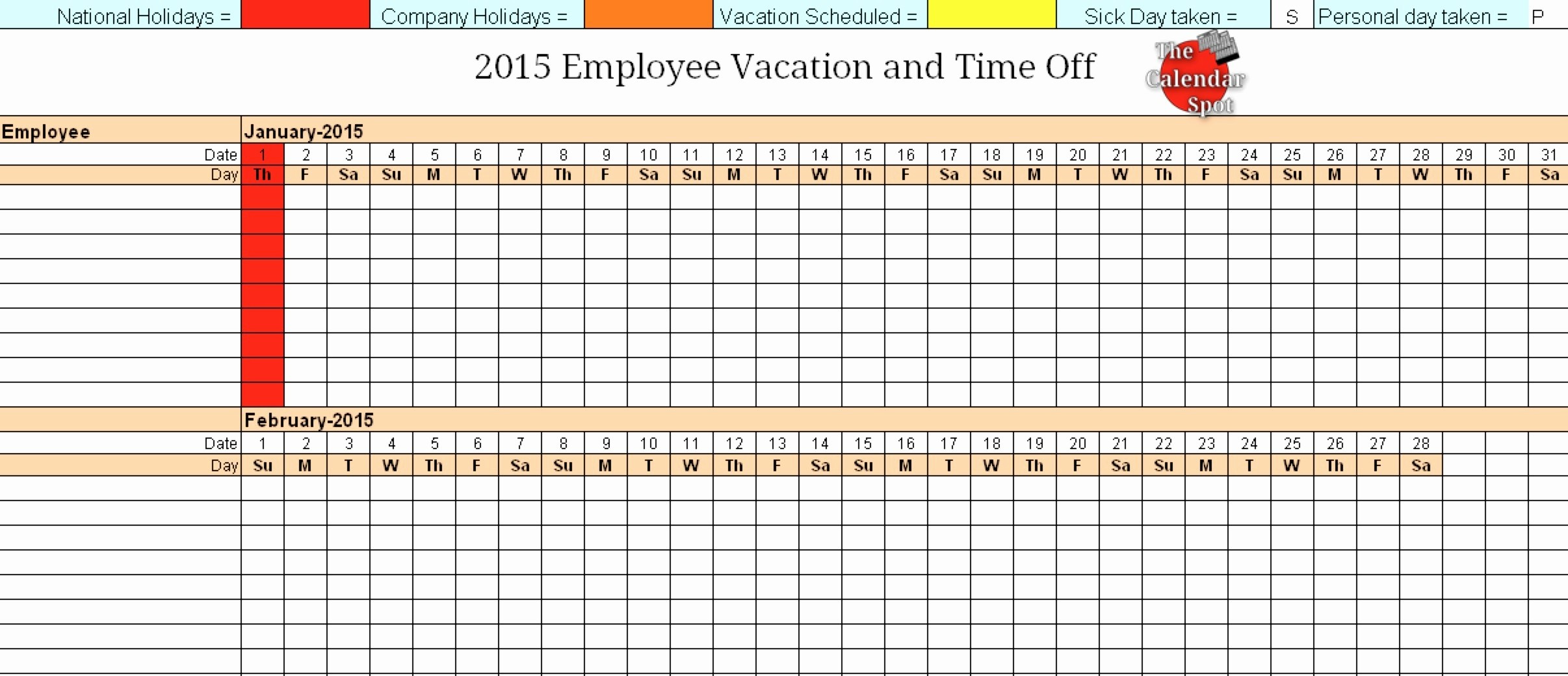 Simple Employee Vacation Planner Template Excel And Employee Vacation Planner Template Excel Free Download