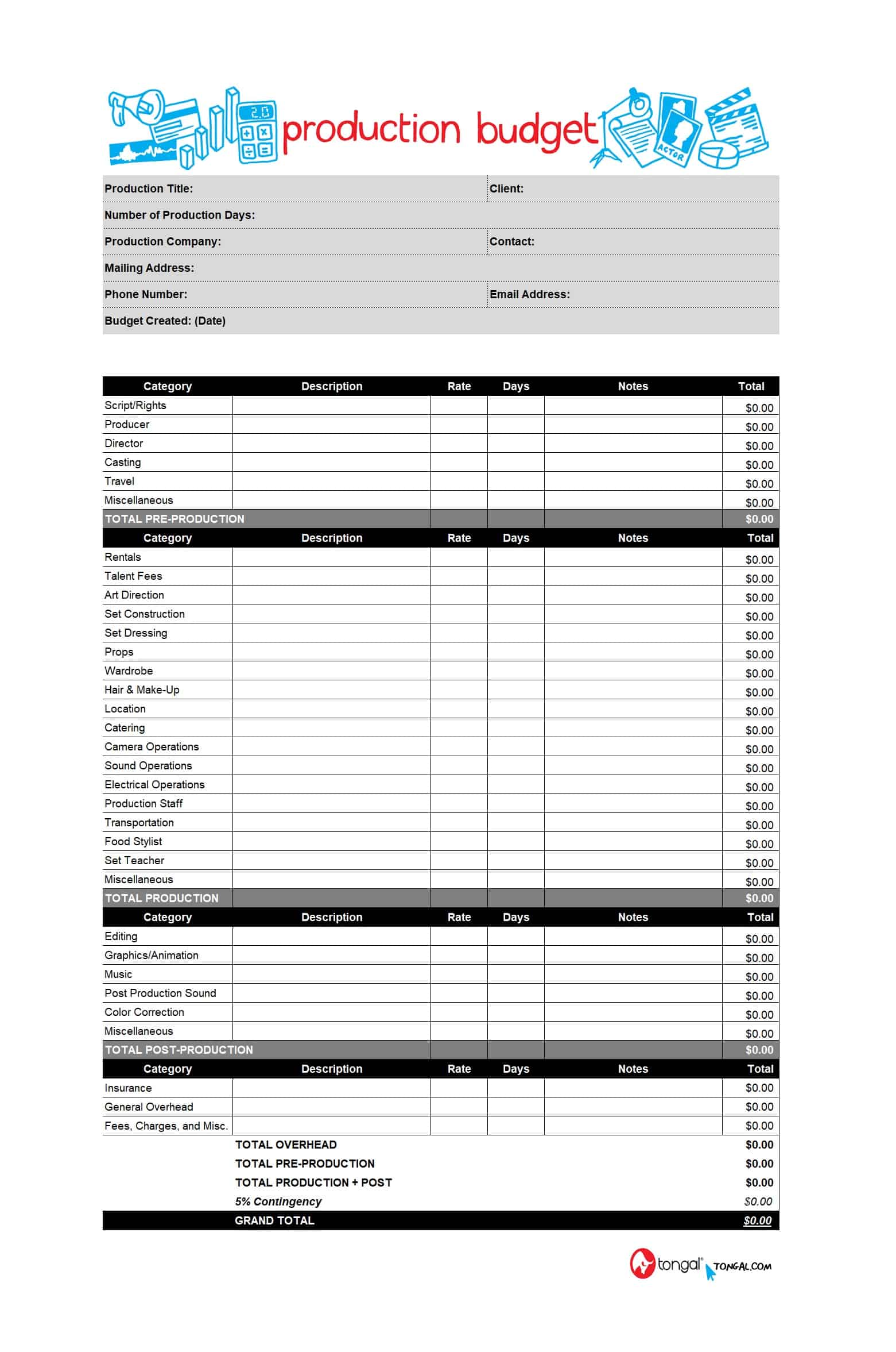 Simple Movie Budget Template Excel With Movie Budget Template Excel Letters