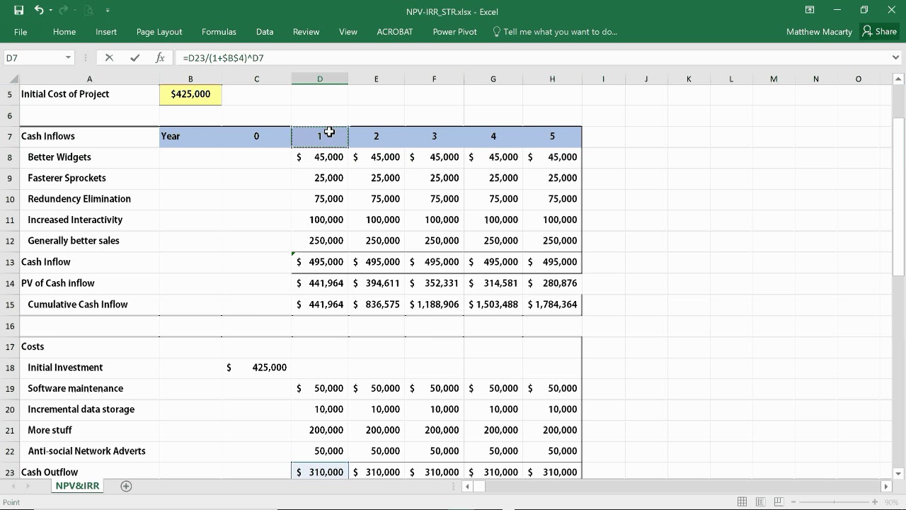 Simple Npv Excel Template With Npv Excel Template In Excel