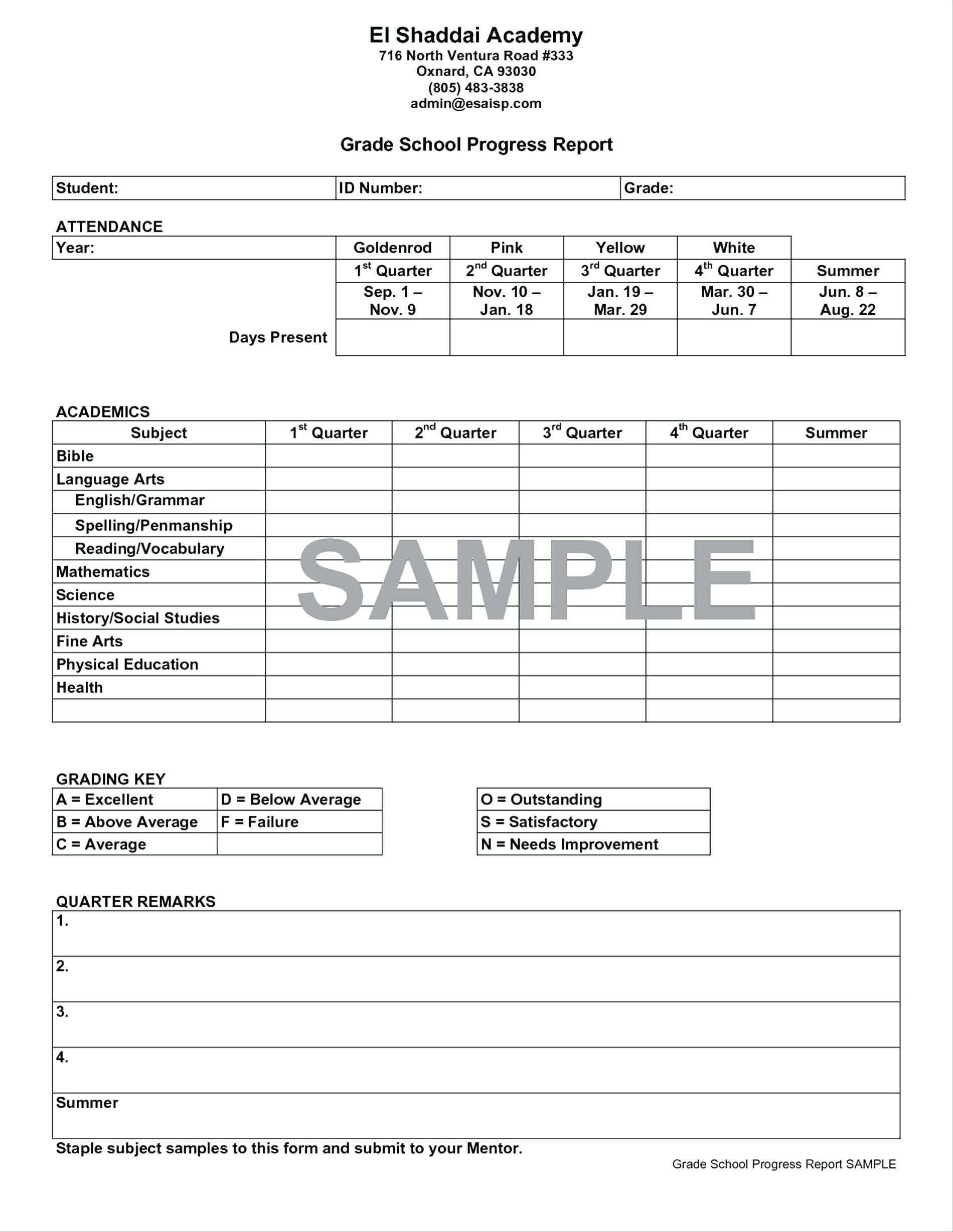 Simple Report Card Template Excel And Report Card Template Excel Template