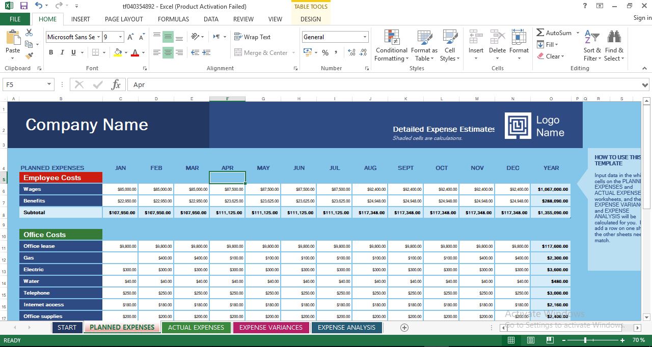 Template for Excel Templates For Business in Excel Templates For Business Printable