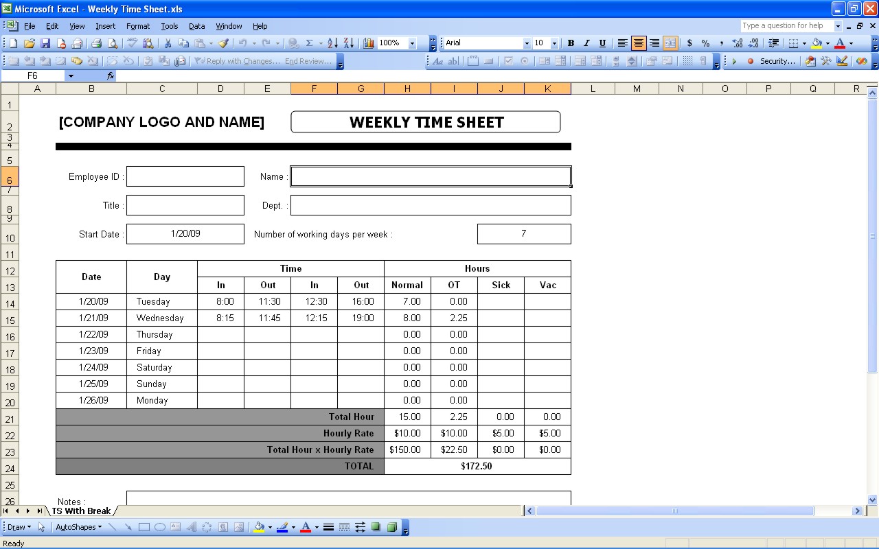 Template For Excel Timesheet Template Formulas And Excel Timesheet Template Formulas Form