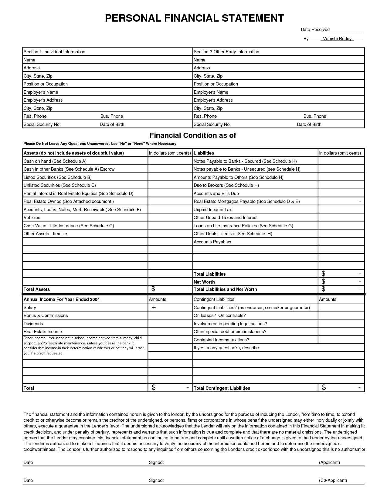 Template For Sba Personal Financial Statement Excel Template To Sba Personal Financial Statement Excel Template Document