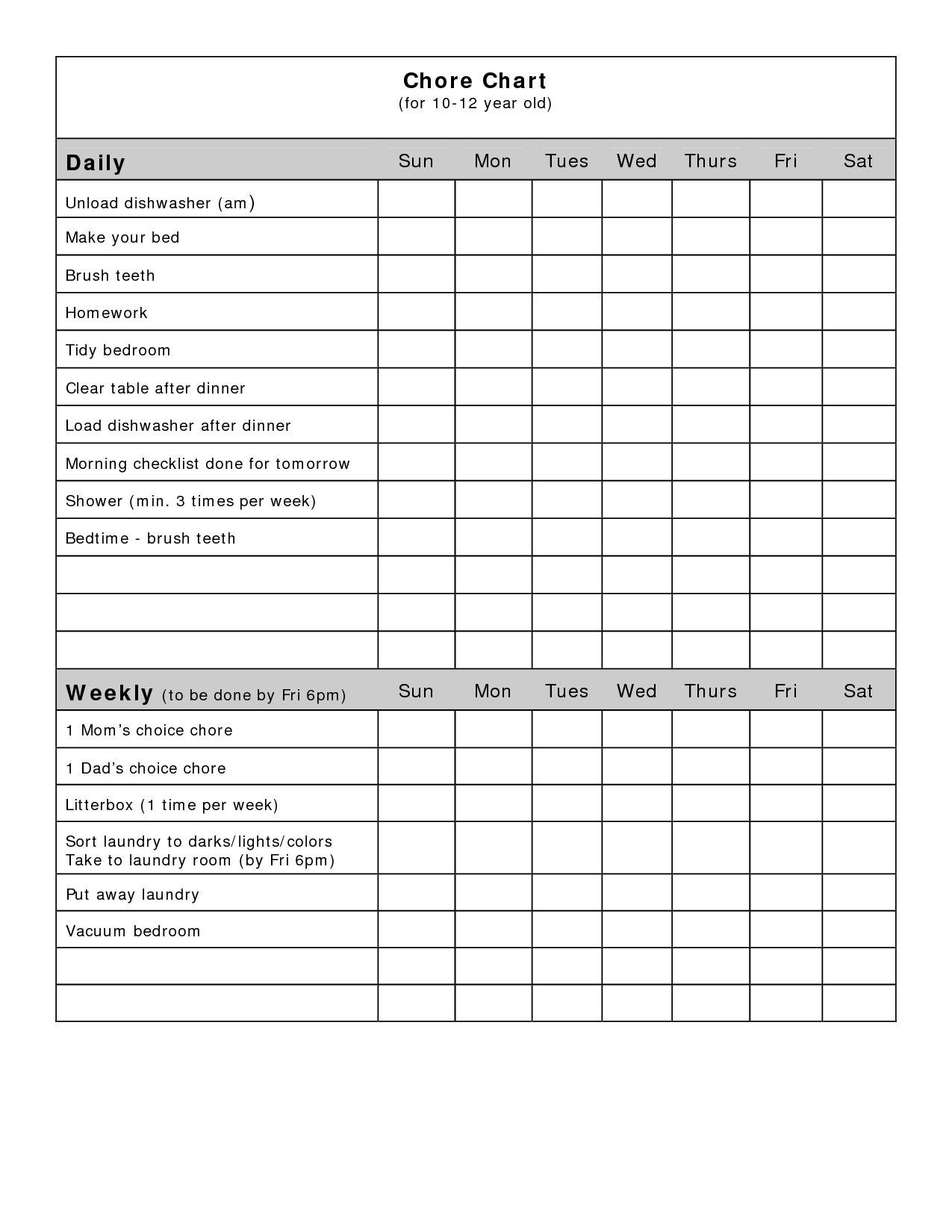 Templates For Monthly Chore Chart Template Excel Inside Monthly Chore Chart Template Excel Templates