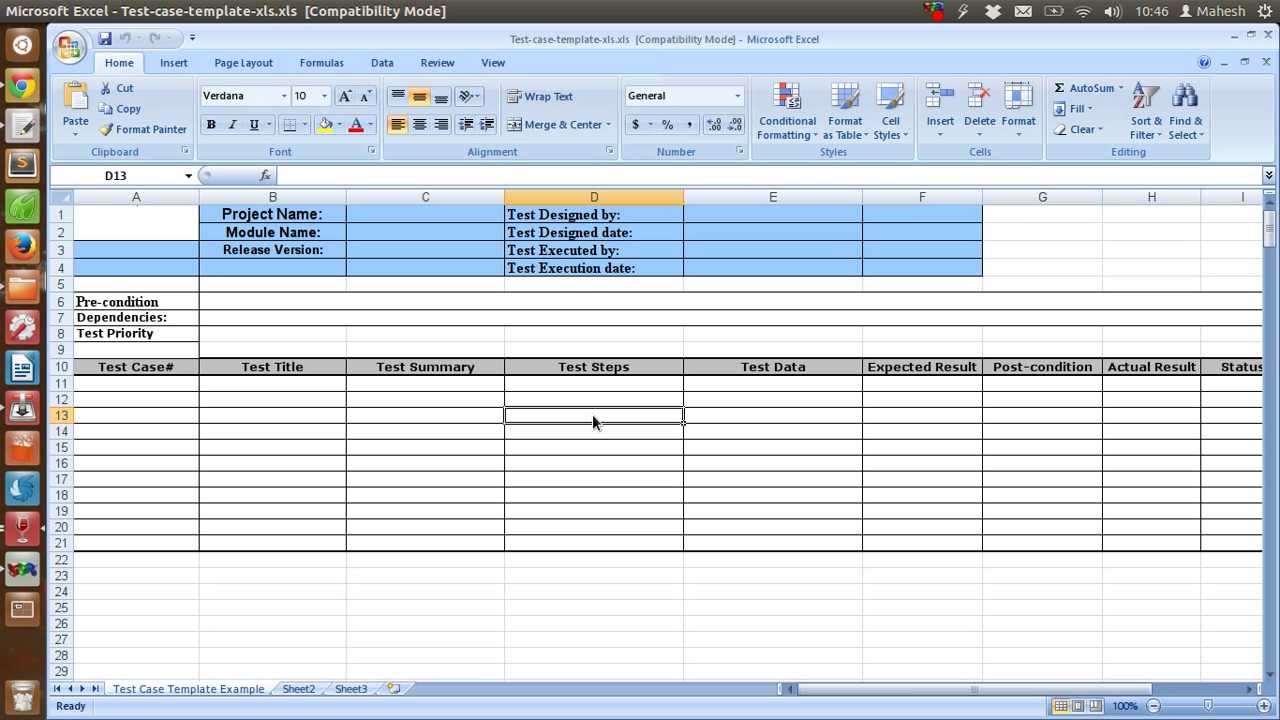 Templates For Test Case Template Excel Inside Test Case Template Excel Form