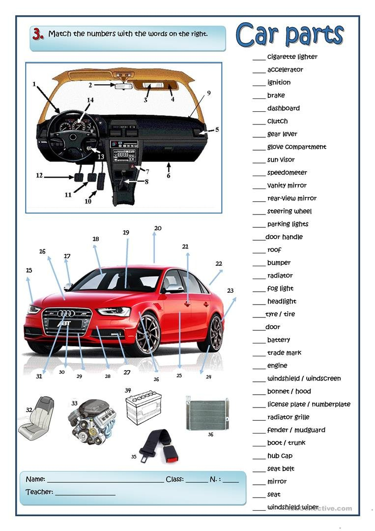 A Car Mechanic Worksheet  Free Esl Printable Worksheets Made With Auto Shop Worksheets