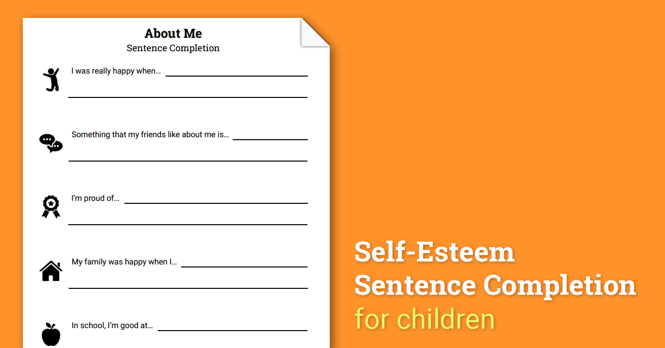 About Me Selfesteem Sentence Completion Worksheet  Therapist Aid Intended For Therapist Aid Worksheets