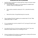 Acceleration And Free Fall Worksheet With Displacement Velocity And Acceleration Worksheet Answers