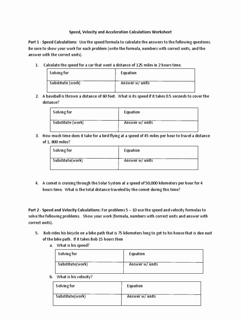 Acceleration Calculations Worksheet Dads Worksheets Letter C Also Speed Velocity And Acceleration Calculations Worksheet