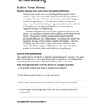 Active Reading Forest Biomes Inside Skills Worksheet Active Reading Answer Key