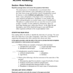Active Reading Water Pollution In Skills Worksheet Active Reading Answer Key