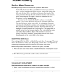Active Reading Water Resources For Holt Environmental Science Skills Worksheet Active Reading Answer Key