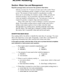Active Reading Water Use And Management For Skills Worksheet Active Reading Answer Key