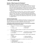 Active Reading What Causes Air Pollution Inside Holt Environmental Science Skills Worksheet Active Reading Answer Key