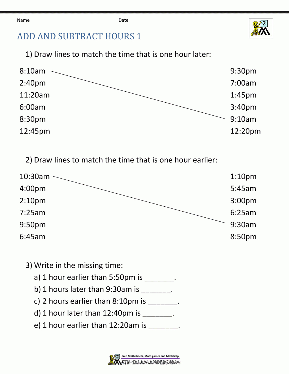 Add And Subtract Time Worksheets In 3Rd Grade Time Worksheets