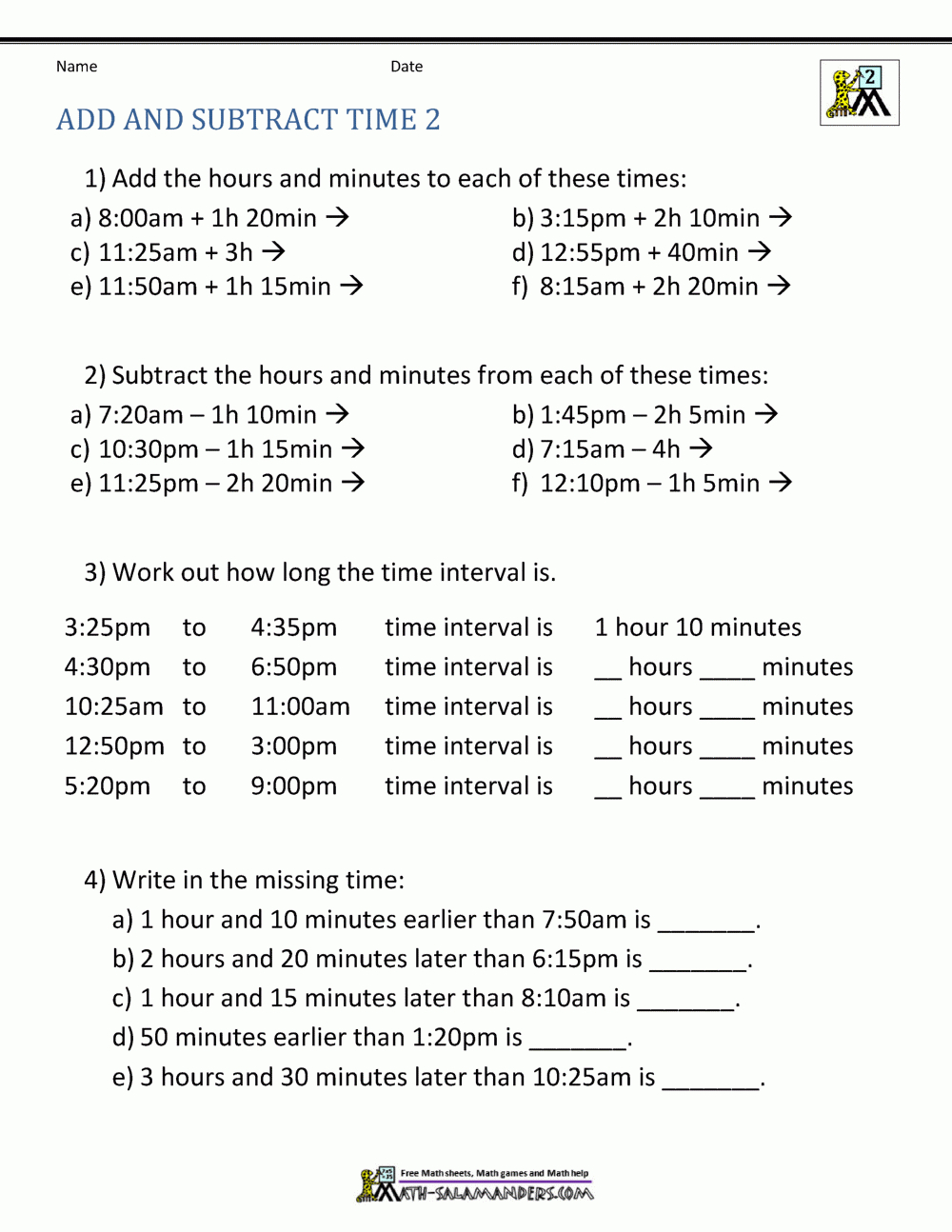 Add And Subtract Time Worksheets With Adding And Subtracting Time Worksheets