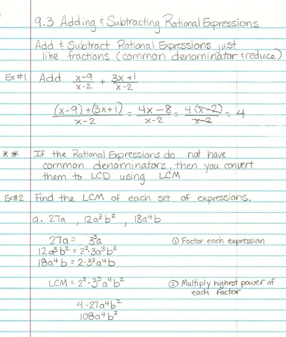 Add Subtract Rational Expressions Math Adding And Subtracting With Adding And Subtracting Rational Expressions Worksheet