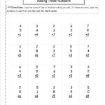 Adding Three Or More Single Digit Numbers Worksheets For Adding Three Numbers Worksheet