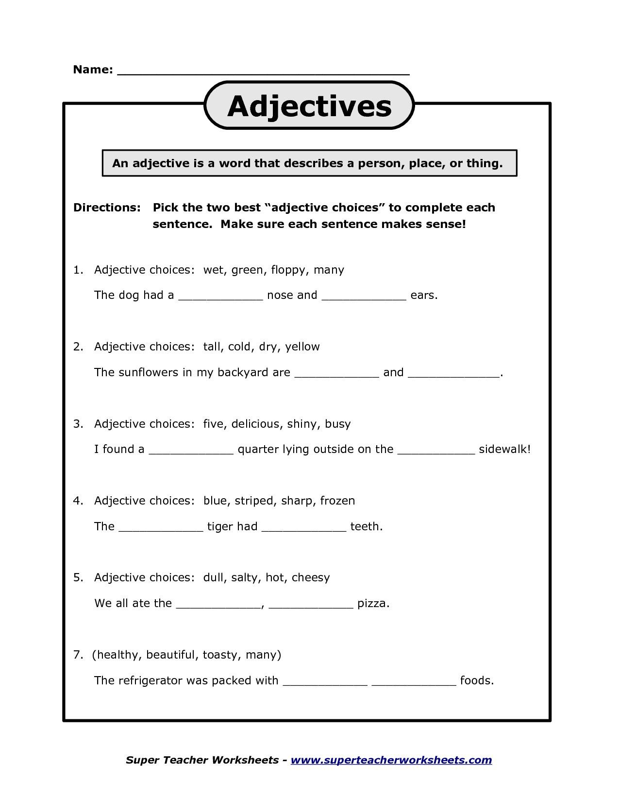 Adjectives Worksheet 3 Spanish Answers  Briefencounters Throughout Adjectives Worksheet 3 Spanish Answers