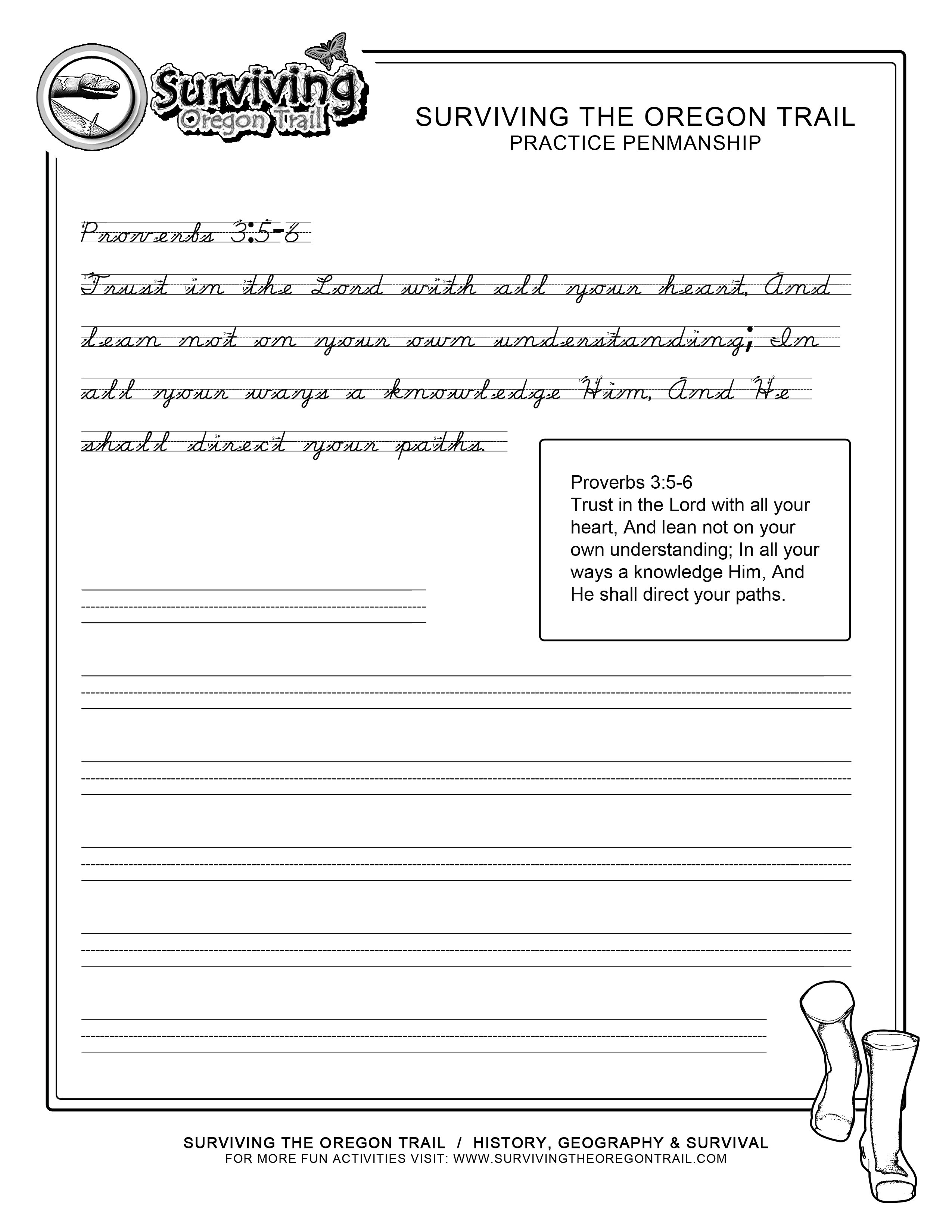 Advanced Cursive Practice Bible Verse – Surviving The Oregon Trail Within Bible Printable Worksheets