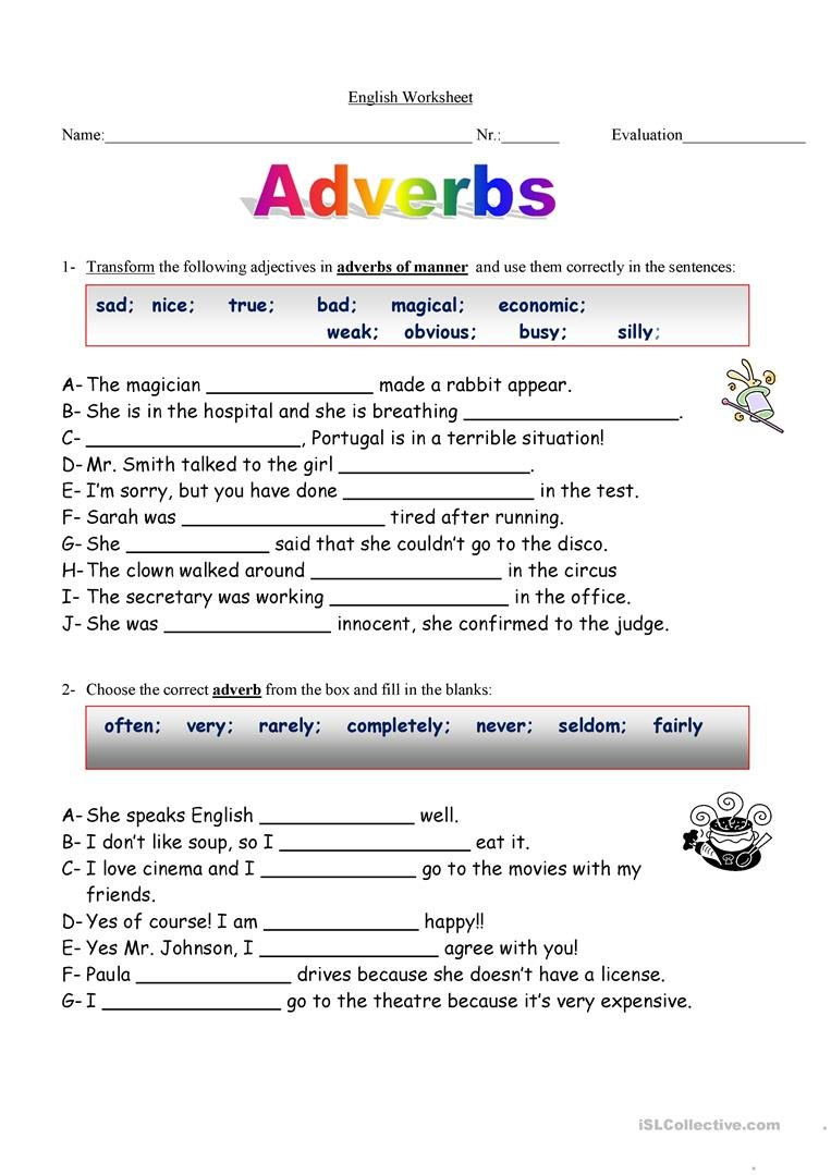Adverbs Worksheet Worksheet  Free Esl Printable Worksheets Made Together With Adverb Practice Worksheets