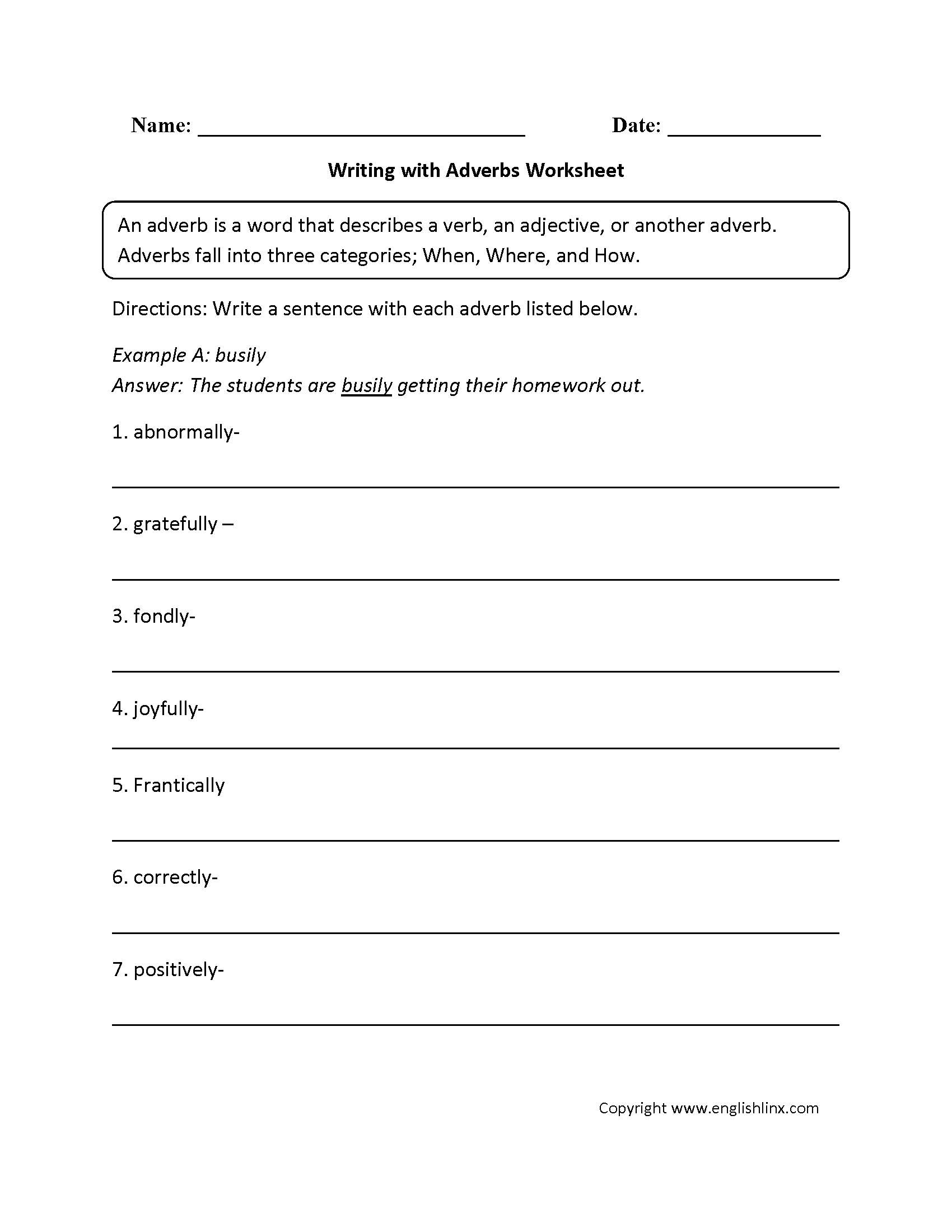 Adverbs Worksheets  Regular Adverbs Worksheets Throughout Adverb Worksheets 3Rd Grade