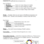 Air Masses  Fronts Notes Together With Air Masses And Fronts Worksheet Answer Key