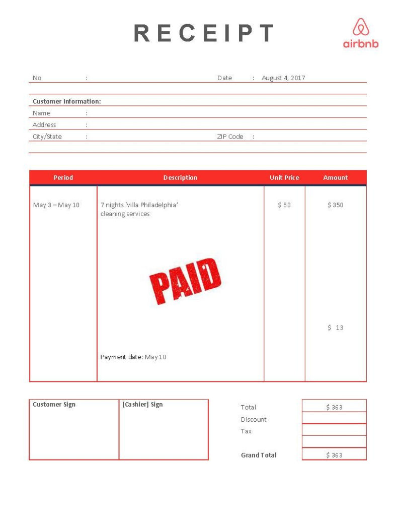 Airbnb Receipt Template What Does An Airbnb Receipt Template Look