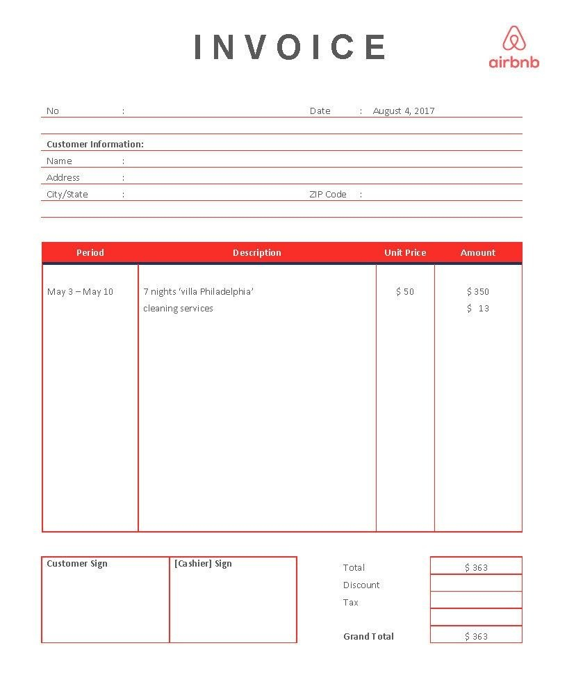 Airbnb Rental Invoice Template | Templates At Allbusinesstemplates ... Together With Airbnb Spreadsheet Template