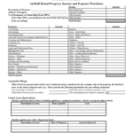 Airbnb Rental Property Income And Expense Worksheet Fill Online ... Or Airbnb Spreadsheet Template