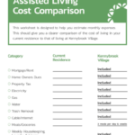 Al Cost Comparison  Kennybrook Village For Assisted Living Cost Comparison Worksheet