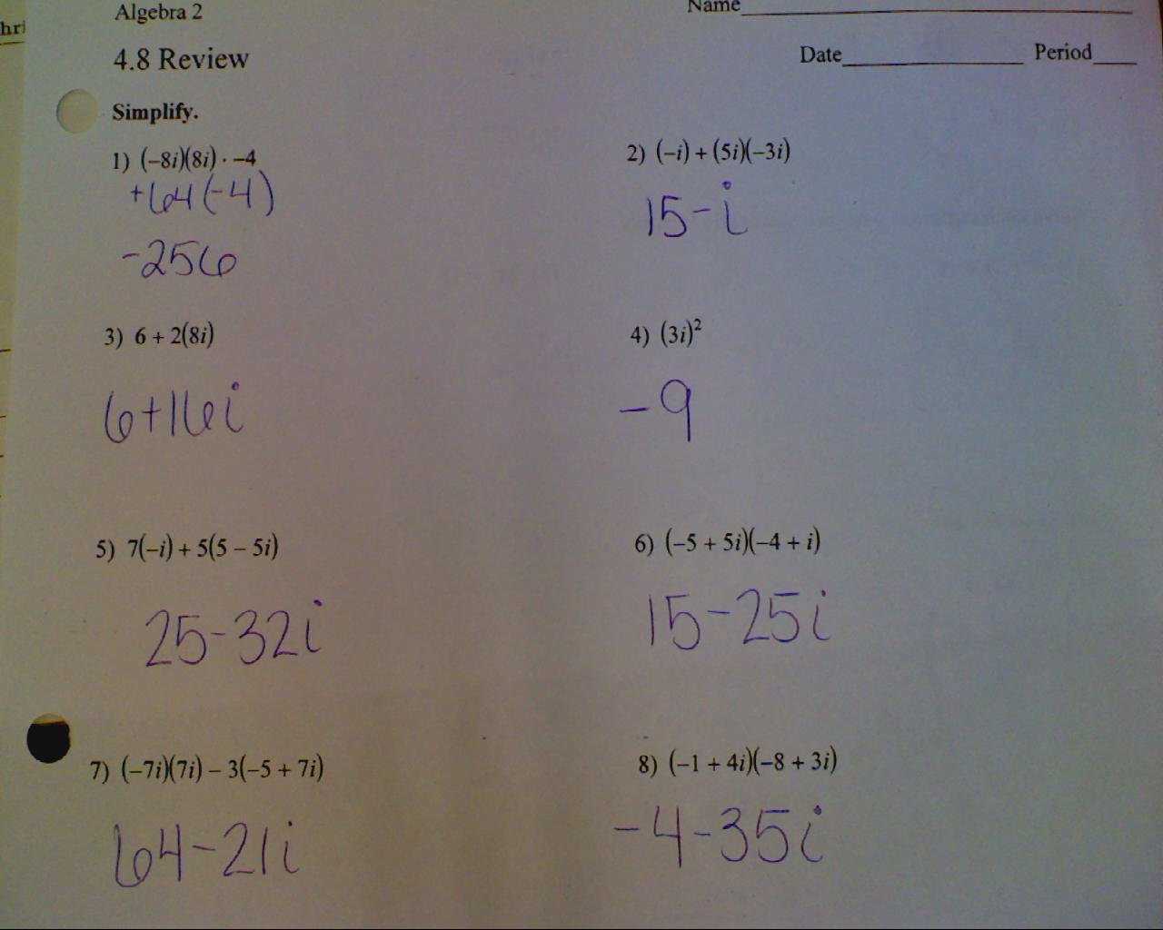 Alg 2 Answer Keys  Mrs Ludwig's Math Site Inside Algebra 2 Chapter 7 Review Worksheet Answers