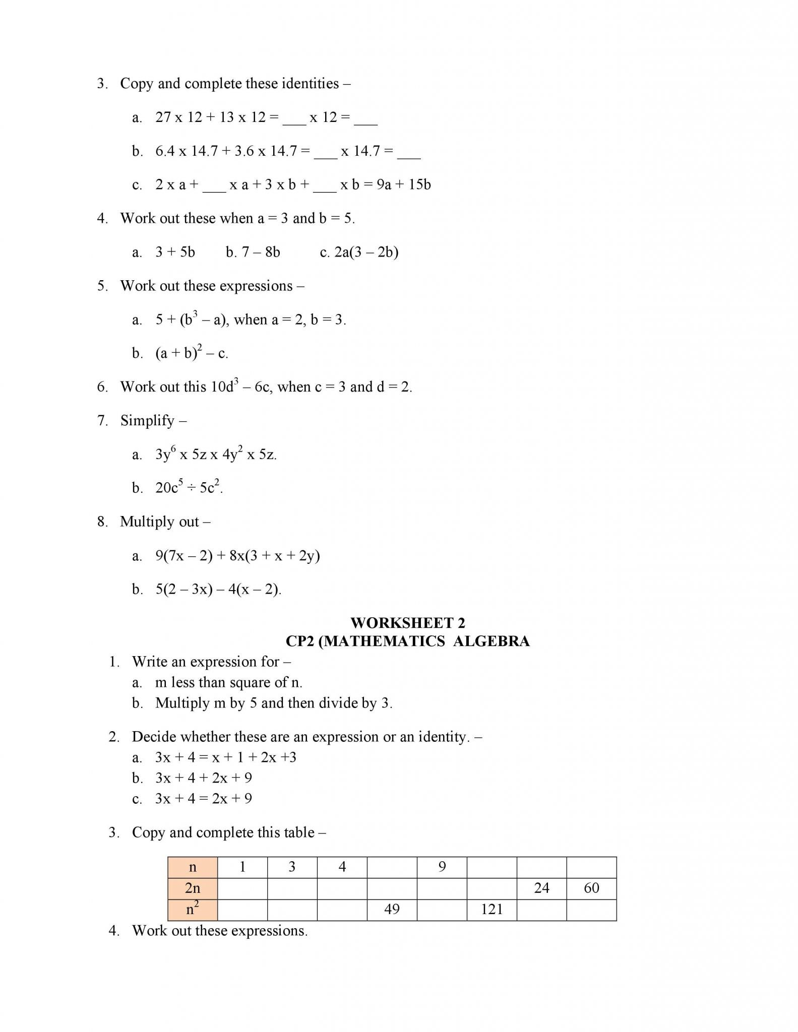 Algebra 1 Worksheet 15 Translating Expressions Answer Key Along With Algebra 1 Worksheet 1 5 Translating Expressions Answer Key