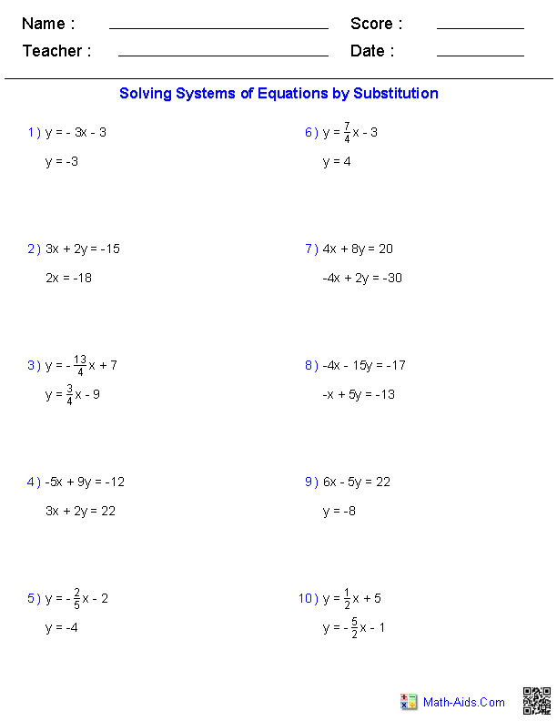 Algebra 1 Worksheets  Systems Of Equations And Inequalities Worksheets Also Systems Of Equations And Inequalities Worksheet