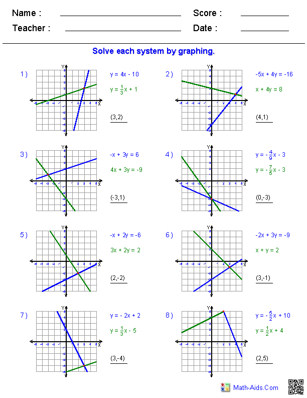 Algebra 1 Worksheets  Systems Of Equations And Inequalities Worksheets Intended For Systems Of Equations And Inequalities Worksheet