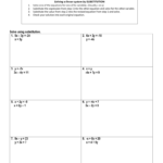 Algebra 11 Da Name Pertaining To Solving Systems Of Equations By Substitution Worksheet Algebra 1