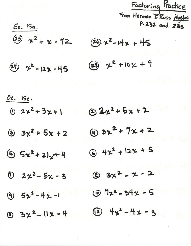 Algebra 1Factoring Trinomials Worksheet 1 Diagram  Quizlet Pertaining To Algebra 1 Factoring Worksheet