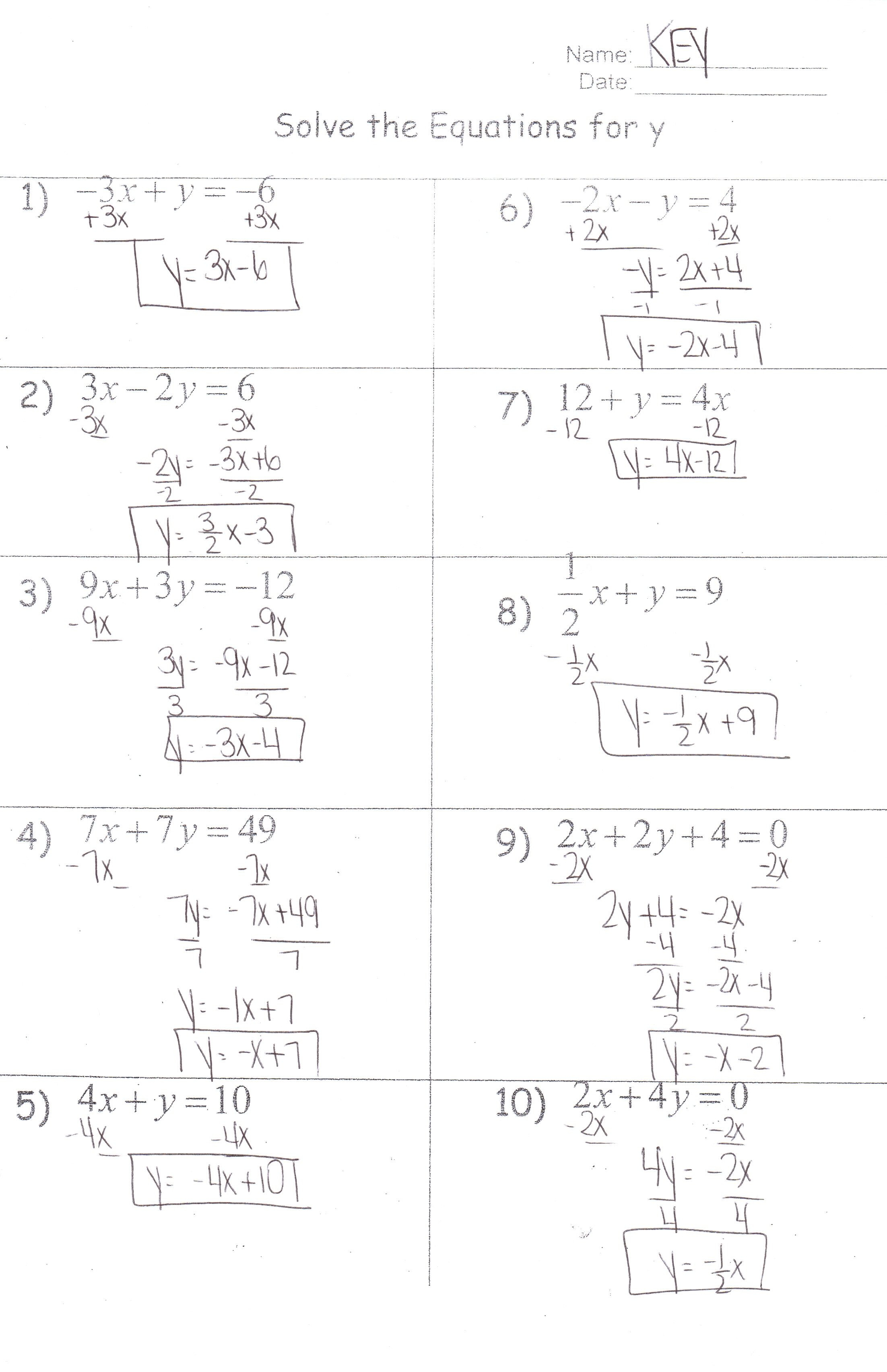 Algebra Ihonors  Mrs Jenee Blanco Go Mustangs Within Solving Equations With Variables On Both Sides Worksheet Answers