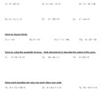 Algebra Review Worksheet On Quadratics And Quadratics Review Worksheet