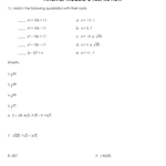 Algebra Review Worksheet On Quadratics For Quadratics Review Worksheet