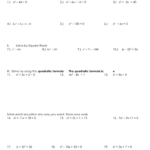 Algebra Review Worksheet On Quadratics Intended For Quadratics Review Worksheet Answers