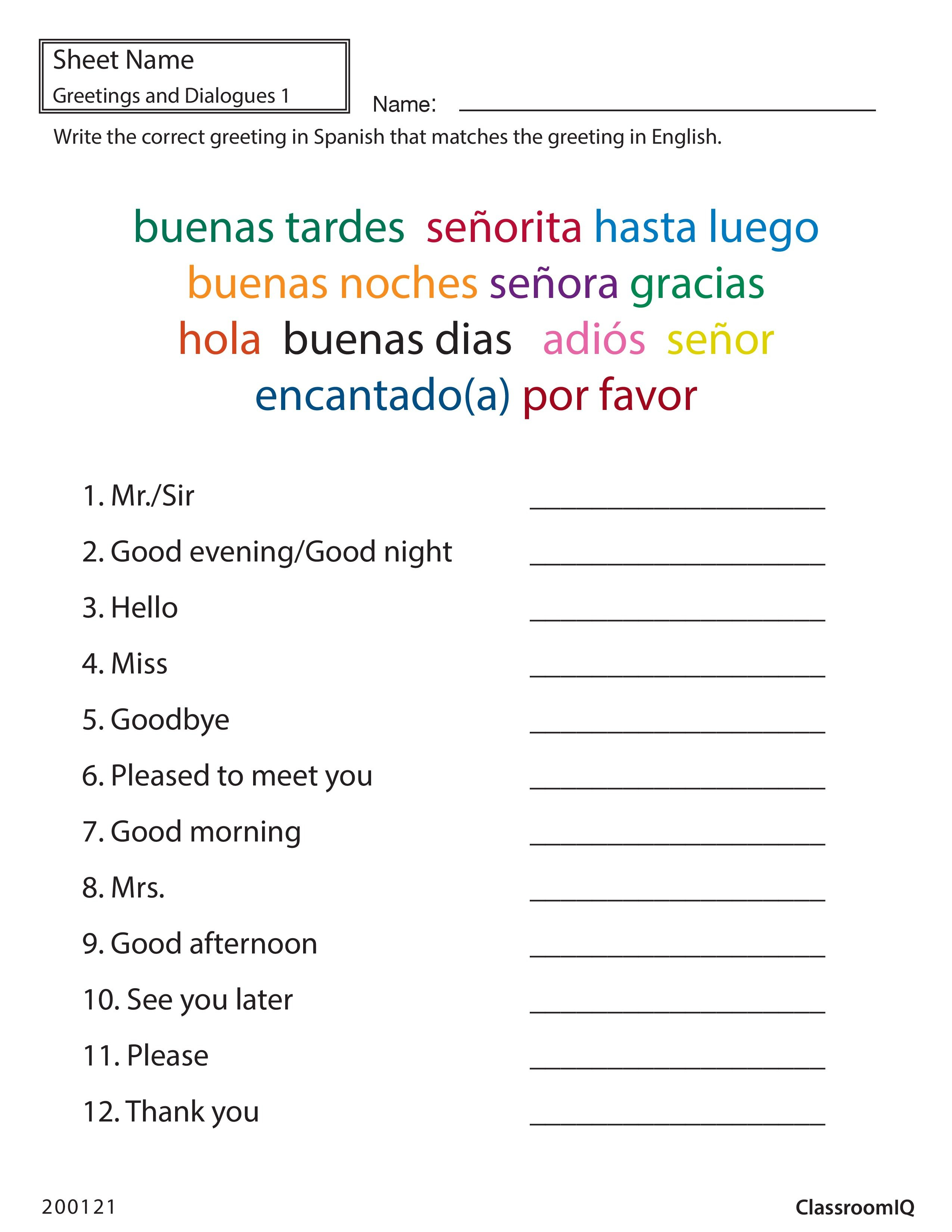 Algebra Worksheets In Spanish  Ednatural Within 9Th Grade Spanish Worksheets