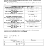 Algebraic Properties And Proofs Intended For Algebraic Properties Worksheet