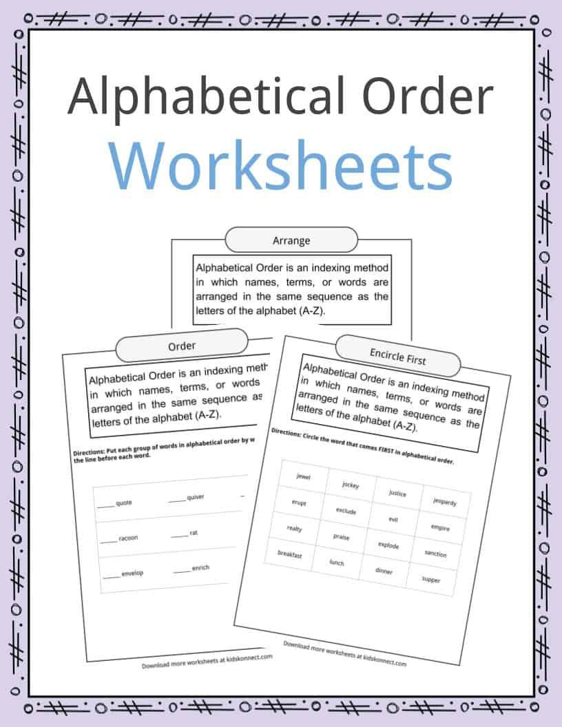 Alphabetical Order Worksheets Examples  Definition  Kidskonnect Pertaining To Alphabetical Order Worksheets