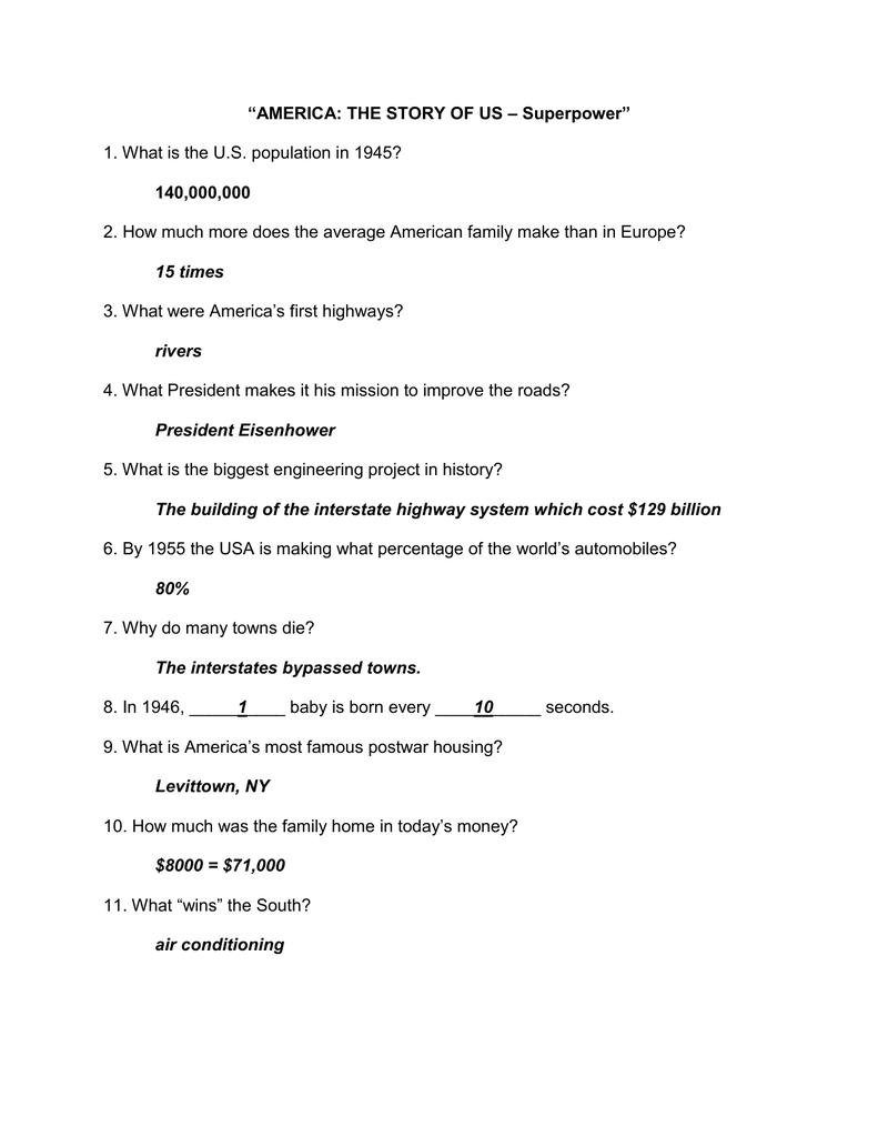 America The Story Of Us – Superpower” 1 What Is The Us And America The Story Of Us Civil War Worksheet
