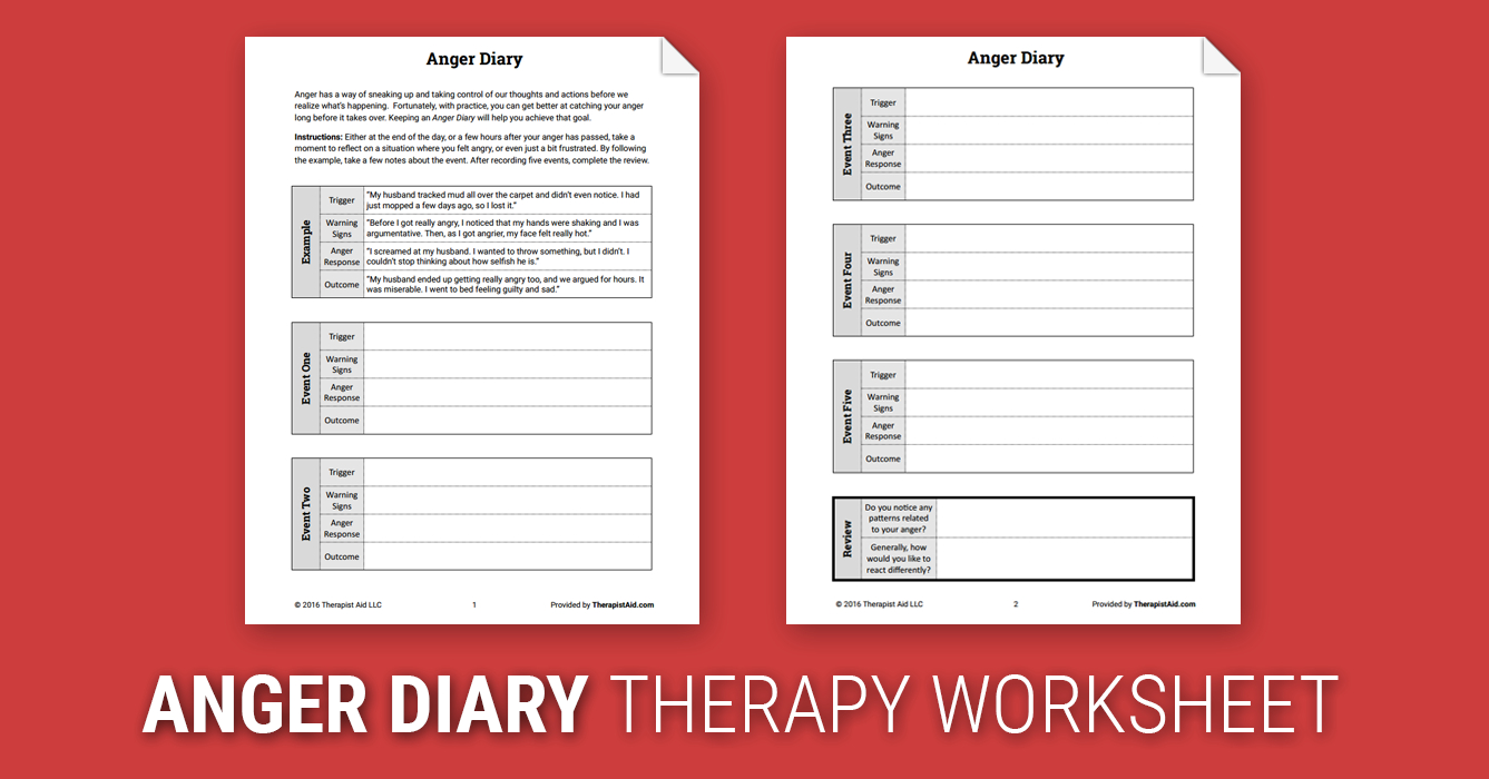 Anger Diary Worksheet  Therapist Aid Regarding Anger And Communication Worksheets